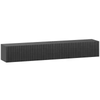 HOMCOM Meuble TV suspendu 140cm, meuble télé pour téléviseur 72 pouces, 2 portes rabattables, 140x25x22cm, noir(m-1)