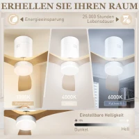 HOMCOM Plafondventilator met LED-Licht, 6 Snelheden, Afstandsbediening, Lichtbruin(m-4)