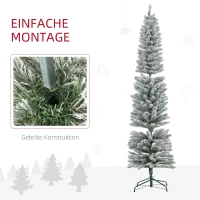 HOMCOM Kunstkerstboom 210 cm met LED-verlichting, sneeuw, 405 takken, kerstboom inclusief metalen standaard voor binnen(m-7)