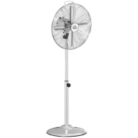 HOMCOM Statiefventilator ventilator in hoogte verstelbaar 3 snelheden staal zilver(m-11)