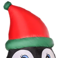 HOMCOM opblaasbare kerstpinguïn 1,6 m kerstdecoratie met lichtjes verlichting Kerstmis feestdecoratie automatisch opblazen weerbestendig polyesterstof veelkleurig 79 x 67 x 155 cm(m-8)
