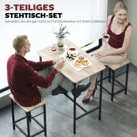 HOMCOM Bartafel Set met Barkrukken Eettafel met 2 Stoelen met Antislip Voetpad Natuurlijk Hout(m-4)