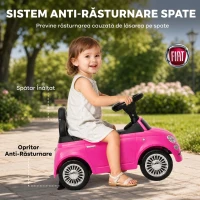 AIYAPLAY Mașinuță de Împins pentru Copii 12-36 Luni, Licență Fiat, cu Muzică, Claxon și Spațiu Depozitare, Roz(m-5)