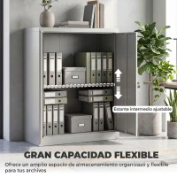 Vinsetto Armario Archivador Metálico con 2 Puertas Cerradura Estante Ajustable para Sala de Estar Estudio 80x40x92,5 cm Gris(m-5)