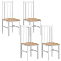 HOMCOM 4-delige set keukenstoelen Eetkamerstoelen, Massief hout, modern design, 38,5 cm x 47,5 cm x 99 cm, Natuur(m-1)