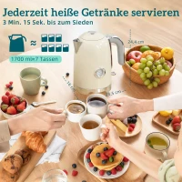 HOMCOM Waterkoker- en broodrooster-set, 2200 W, 7 bruiningsstanden, diverse functies, crème(m-3)