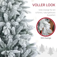 HOMCOM Kunstkerstboom 180 cm met sneeuw, 1321 takken, kerstdecoratie inclusief metalen standaard voor binnen(m-5)