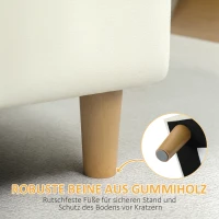 HOMCOM Opberg hocker, houten poten, zachte stofbedekking, Crème-wit(m-6)