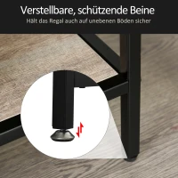 HOMCOM Vrijstaande stelling boekenkast industriële stijl archiefplank P2 spaanplaat licht eiken(m-5)