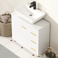 HOMCOM Badkameronderkast, 3-laags ontwerp, MDF, spaanplaat, Wit(m-7)