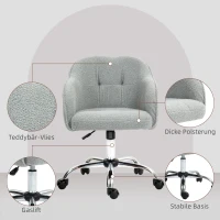 HOMCOM Homeoffice-stoel, ergonomische bureaustoel met kantelfunctie, teddysamt-look 56 x 61 x 86 cm grijs(m-6)