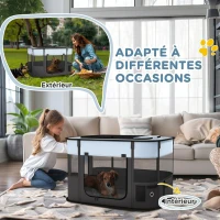 PawHut Parc enclos pliable pour chien chat petits animaux en tissu Oxford avec rangement 84 x 64 x 53 cm gris et noir(m-7)