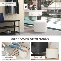 HOMCOM Opbergpoef met bekleding, verborgen opbergruimte, omkeerbare deksel, 56 cm x 56 cm x 42 cm, Crème + Natuur(m-7)