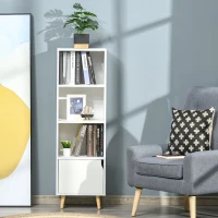 HOMCOM Bibliothèque étagère Rangement Colonne pour Salon, Salle de Bain Blanc en Bois dim. 40L x 30l x 130H cm(m-10)