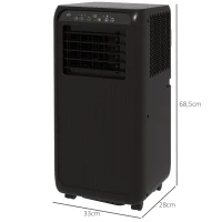 HOMCOM Mobiele Airconditioner Mini Airco, 24-uurs Timer, 3 Snelheden, 33 x 28 x 68,5 cm, Zwart(m-3)