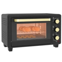 HOMCOM Mini-Oven, Toasteroven met Timer, Rooster, Bakplaat, Glazen Venster, Metaal, Zwart(m-11)
