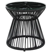 Outsunny tuintafel in boho-stijl, weerbestendig, PE-rotan, 40 cm x 40 cm x 42 cm, zwart(m-10)