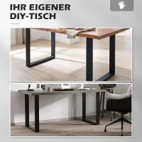 HOMCOM Tafelpootset, 2 stalen poten, 72 x 60 cm, voorgeboorde gaten, industrieel design, staal, zwart(m-7)