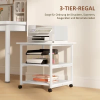 HOMCOM Printerstandaard met Wielen, Driedelige Printerhouder Staal, 50 x 50 x 52,5 cm(m-4)