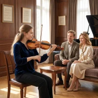 HOMCOM Violino 4/4 in Legno per Principianti e Adulti con Custodia, Arco, Spalliera e Pece, Manico e Testa in Acero, Nero(m-9)