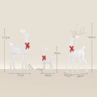 Outsunny Rendierenfamilie met rode strikken, 283 LEDs, Kerstverlichting, weerbestendig, Goud(m-3)