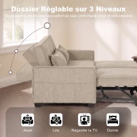 HOMCOM Canapé Convertible 2 Places 4 en 1, Canapé-Lit d'Angle en Chenille 167cm, Dossier Réglable, Assise Large, Marron(m-5)