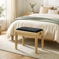 HOMCOM Banc de pian, Taburet reglabil pe înălţime 45-56 cm, Banc pentru claviatură, Şezut tapiţat din catifea, Lemn natural(m-5)