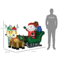 HOMCOM Opblaasbare Kerstman, inclusief blazer, voor binnen en buiten, wit+goud(m-3)