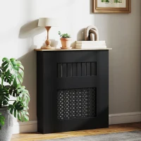 HOMCOM Cubre Radiadores 78x19x81 cm Cubierta para Radiador Diseño Moderno de Listones y Nido de Abeja Negro(m-10)