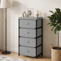 HOMCOM Kommode mit Stahlrahmen und 4 Schubladen, 42 x 32 x 80 cm, Grau/Schwarz(m-8)