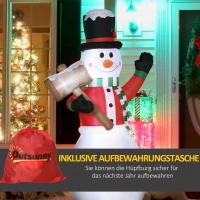 Outsunny Opblaasbare sneeuwpop van 180 cm met kerstversiering met bord en led-verlichting(m-8)