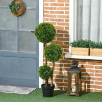 HOMCOM Plantă Artificială de Buxus cu 3 Ffere și Frunze de Bambus(m-4)