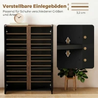 HOMCOM Schuhschrank mit leiser Sicherheitsöffnung, 6 Ebenen, grifflose Design, Hochglanz Schwarz(m-5)