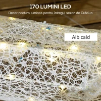 Outsunny Ren de Crăciun Iluminat Con Slitta Con 170 Led, Alb E Roșu(m-4)