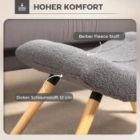 HOMCOM Moderne Voetbank met Fleece-bekleding en Houten poten, Gepolsterd, Voor Woonkamer, Slaapkamer, Hal, Donkergrijs(m-6)