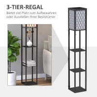HOMCOM Staande lamp verlichting met 3 planken E27 tot 40 W voor woon-/slaapkamer hout(m-6)
