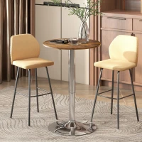 HOMCOM Table de Bar Table Bistro Mange-debout Hauteur réglable 67-93 cm Plateau pivotant 360° marron(m-10)