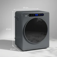 HOMCOM Wasdroger, 6 programma's, 40-60℃, 3 kg capaciteit, compact, touch-bediening, Grijs(m-3)