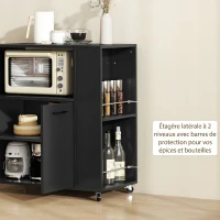 HOMCOM Desserte de cuisine à roulettes, Îlot central cuisine avec plan de travail et étagère réglable, 75x40x80,5cm, noir(m-5)