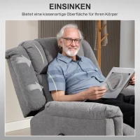 HOMCOM Powerlift-stoel, Massagestoel met Verwarmingsfunctie, Polsterstoel met Voetsteun, Zijvak, Stofbekleding, Donkergrijs(m-7)
