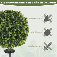 HOMCOM Set van 2 Kunstplanten, Kunstmatige Buxusbollen met Grondspies, voor Binnen en Buiten, UV-bestendig, Groen(m-5)