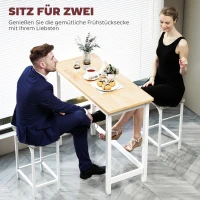HOMCOM Bartafel, Eikenlook, compact, Plaats voor 2 Personen, Natuurhout+Wit(m-5)