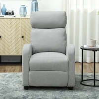 HOMCOM Relaxstoel, verstelbaar tot 135°, uitschuifbare voetensteun, gevoerde leuningen, linnen-polyester, Lichtgrijs(m-7)