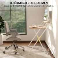 HOMCOM Biurko z podstawką pod monitor, 70 cm składane biurko komputerowe do home office, małe pomieszczenia, naturalne(m-6)
