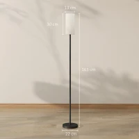 HOMCOM Staande Lamp, Linnenlook Kap, Metalen Stang, Voetschakelaar, Wit(m-3)