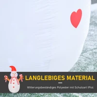 HOMCOM 2,4 m opblaasbare sneeuwpop met zwaailicht kerstversiering voor binnen en buiten tuin gazondecoratie feest wit + rood 180 x 100 x 240 cm(m-5)