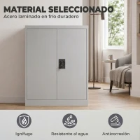 Vinsetto Armario Archivador Metálico con 2 Puertas Cerradura Estante Ajustable para Sala de Estar Estudio 80x40x92,5 cm Gris(m-4)