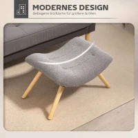 HOMCOM Moderne voetensteun met fleece bekleding en houten poten, gepolstert, voor woonkamer, slaapkamer, hal, Lichtgrijs(m-4)