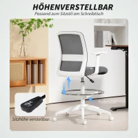 HOMCOM Bureaustoel, draaibaar, verrijdbaar, netrug, schuimkussen, Grijs(m-7)