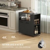 HOMCOM Desserte de cuisine à roulettes, Îlot central cuisine avec plan de travail et étagère réglable, 75x40x80,5cm, noir(m-7)